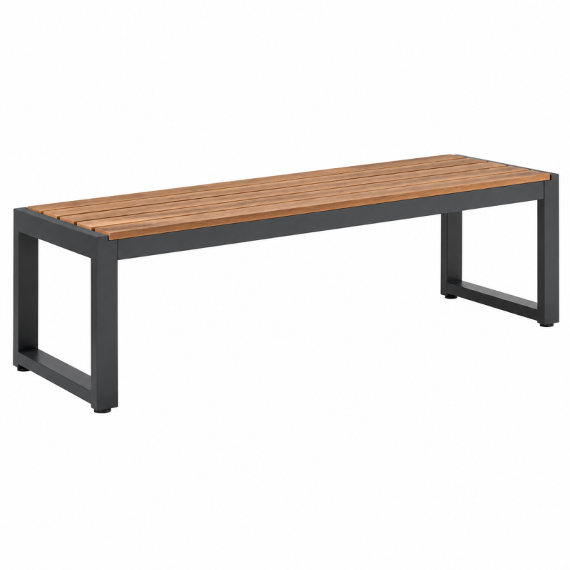 Ławka ogrodowa 150 x 40 x 45 cm z drewna i metalu brązowa/czarna w stylu industrialnym